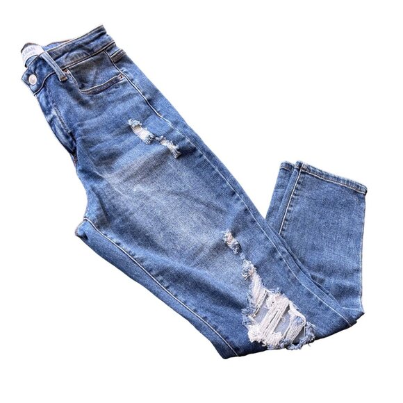 Wax Jean Collection Womens 7 28 Mom Blown Out Knee Ripped High Waist Denim 90250 - Picture 2 of 16